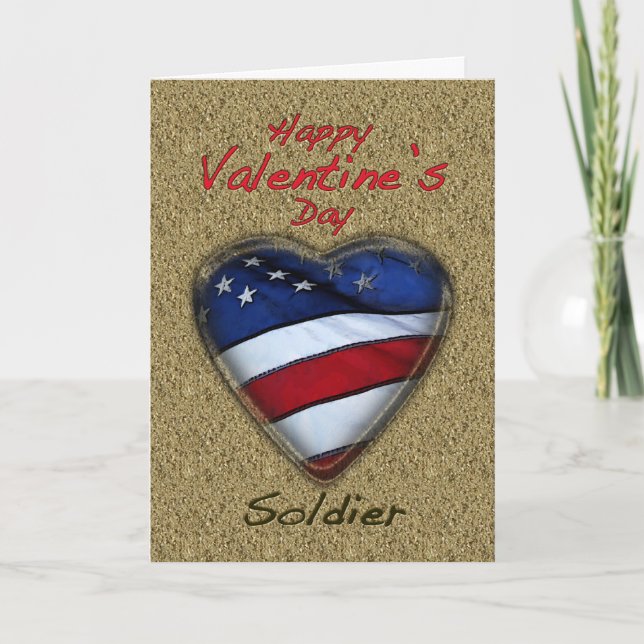 Cartes Pour Fêtes Annuelles Saint Valentin Soldier Sand Patriotique (Devant)