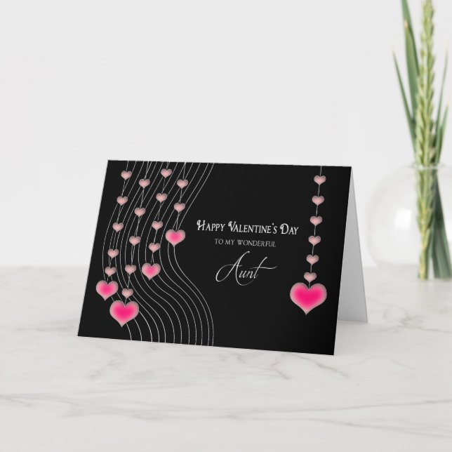 Cartes Pour Fêtes Annuelles Saint-Valentin - tante - noir/coeurs roses (Devant)