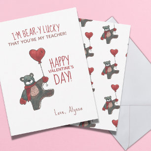 Cartes Pour Fêtes Annuelles Saint Valentin Teddy Bear Enseignant Valentine