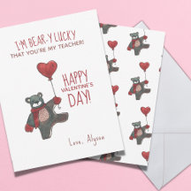 Saint Valentin Teddy Bear Enseignant Valentine