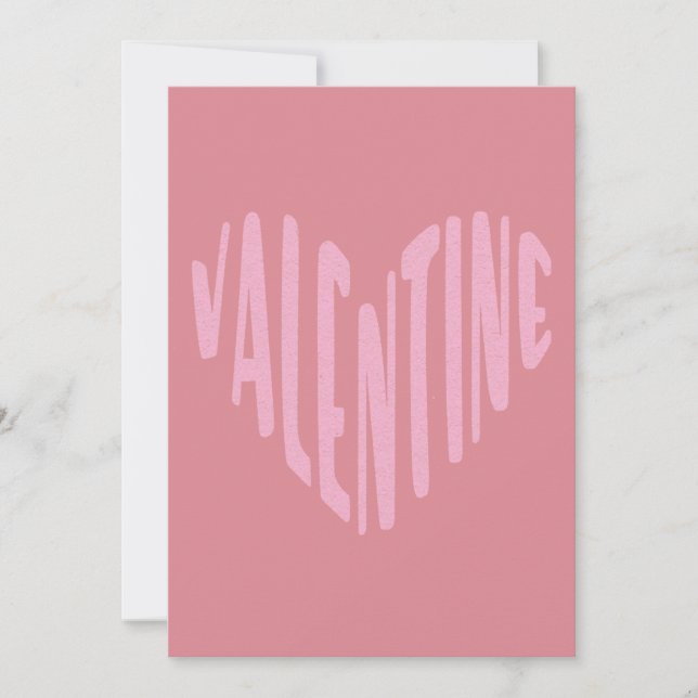 Cartes Pour Fêtes Annuelles Saint-Valentin Typographie Moderne Cœur Rose  (Devant)