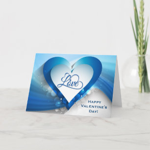 Cartes Pour Fêtes Annuelles Saint Valentin Vague de Coeur Bleu - Personnaliser