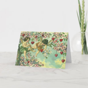 Cartes Pour Fêtes Annuelles Saint-Valentin victorien Cupidons Arbre cœur vinta
