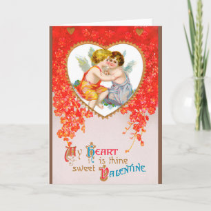 Cartes Pour Fêtes Annuelles Saint-Valentin victorien vintage, Chérubins dans u