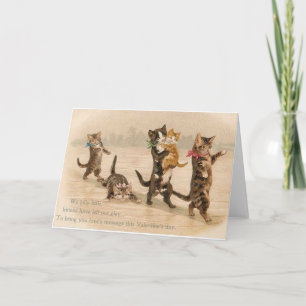 Cartes Pour Fêtes Annuelles Saint-Valentin victorienne vintage de chatons de