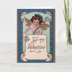 Cartes Pour Fêtes Annuelles Saint Valentin vintage, Cherub avec lettres d'amou