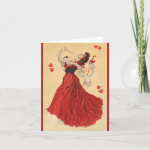 Cartes Pour Fêtes Annuelles Saint-Valentin vintage, Madame de danse Red Hearts