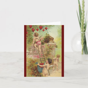 Cartes Pour Fêtes Annuelles Saint-Valentin vintage, Mete Cherubs Échelle