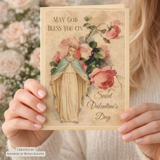 Cartes Pour Fêtes Annuelles Saint-Valentines Jour béni Vierge Floral (Créateur téléchargé)
