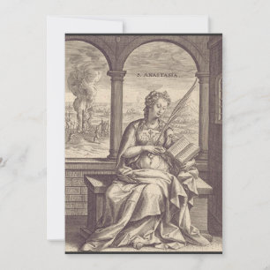 Cartes Pour Fêtes Annuelles Sainte Anastasia la Délivrance Art Noir & Blanc