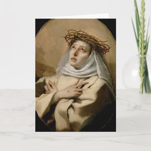 Cartes Pour Fêtes Annuelles Sainte Catherine de Sienne Stigmatiste Religieux (Devant)
