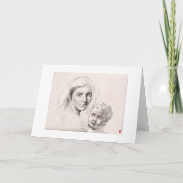 Cartes Pour Fêtes Annuelles Sainte Marie et Christ enfant (Devant)