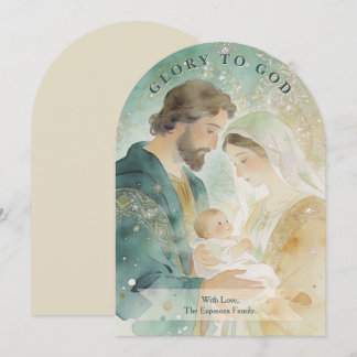 Cartes Pour Fêtes Annuelles Sainte Nativité Verte Or Noël TMF26