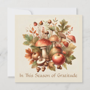 Cartes Pour Fêtes Annuelles Saison de gratitude Champignon d'automne gland pom