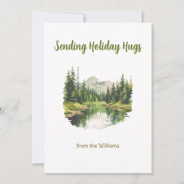 Cartes Pour Fêtes Annuelles Saison de Noël Vacances Mountain Water Lake (Devant)