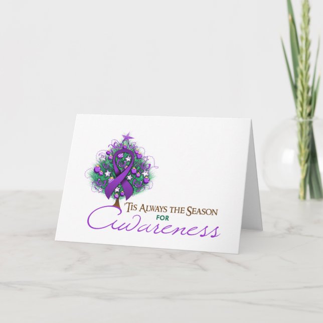 Cartes Pour Fêtes Annuelles Saison de sensibilisation au ruban violet (Devant)