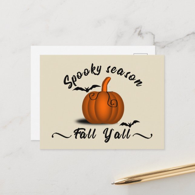 Cartes Pour Fêtes Annuelles saison éffrayante automne yall (Devant/Arrière en situation)