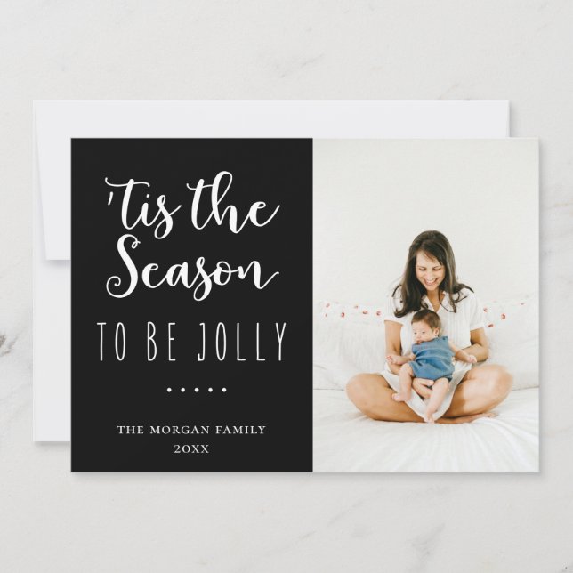 Cartes Pour Fêtes Annuelles Saison Être Jolly Noir Vacances Photo (Devant)