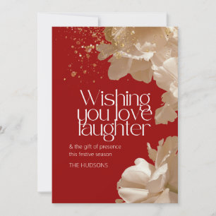 Cartes Pour Fêtes Annuelles Saison Festive Rouge profond Or Floral