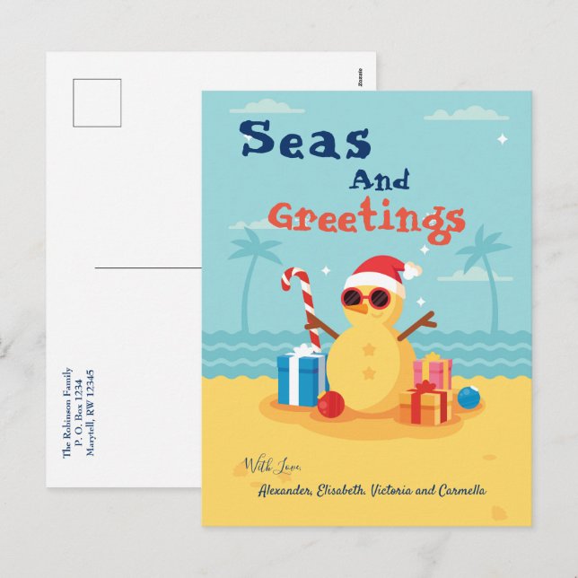 Cartes Pour Fêtes Annuelles Saison Fun Santa Claus Bonne Année (Devant / Derrière)