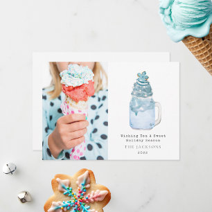Cartes Pour Fêtes Annuelles Saison sucrée Bleu Snowflake Milkshake Noël