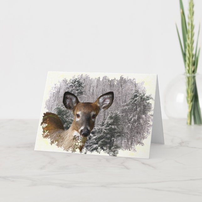 Cartes Pour Fêtes Annuelles Saisons de Deer et Frosty Hills (Devant)