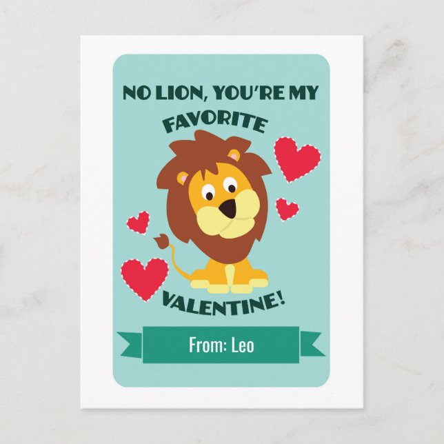 Cartes Pour Fêtes Annuelles Salle de classe Lion Valentine (Devant)
