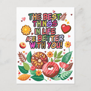 Cartes Pour Fêtes Annuelles Salle de classe Saint-Valentin Boho Donuts et fleu