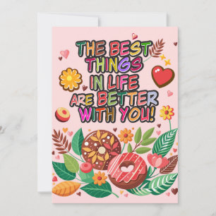 Cartes Pour Fêtes Annuelles Salle de classe Saint-Valentin Boho Donuts et fleu