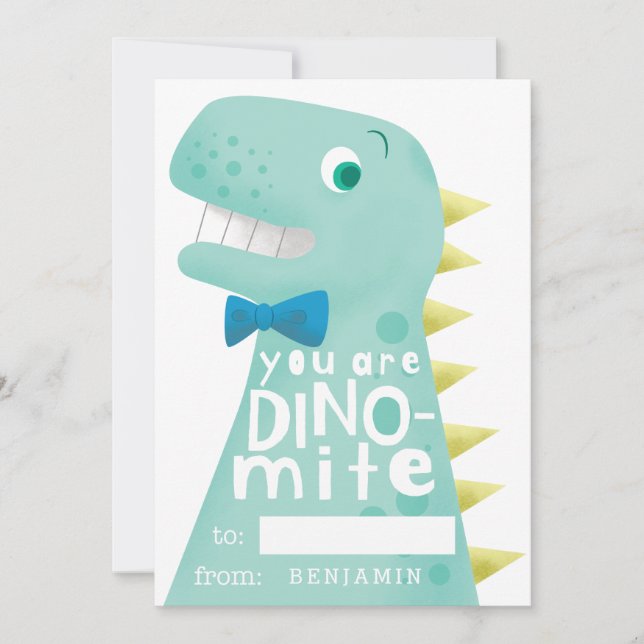 Cartes Pour Fêtes Annuelles Salle de classe Valentines Dinosaur Dino-mite (Devant)