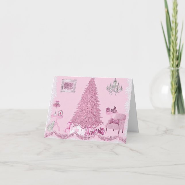 Cartes Pour Fêtes Annuelles Salle rose Shabit Noël (Devant)