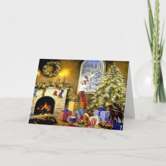 Cartes Pour Fêtes Annuelles Salon confortable vintage de Noël