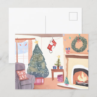 Cartes Pour Fêtes Annuelles Salon de Noël | Fêtes de Noël aquarelle