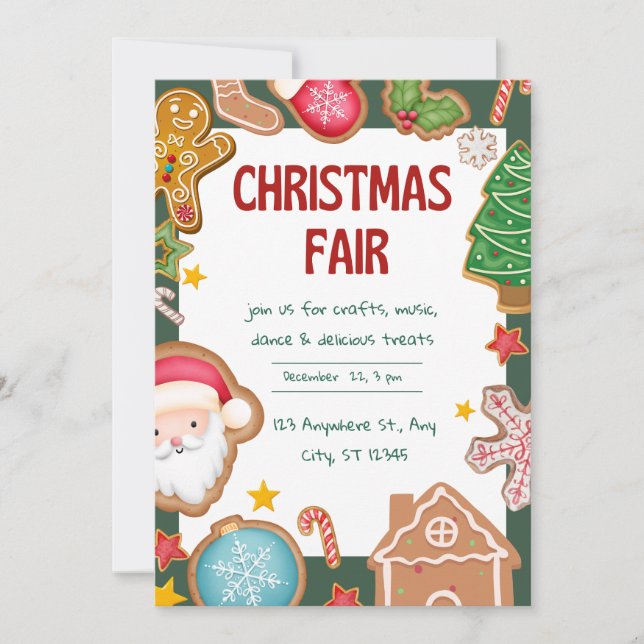 Cartes Pour Fêtes Annuelles Salon de Noël Vert et Rouge (Devant)