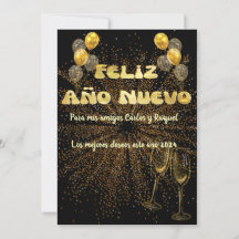 Saludo Año Nuevo en dorado elegante