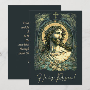 Cartes Pour Fêtes Annuelles Salut est Risen ! Art Nouveau Jésus Peinture Pâque