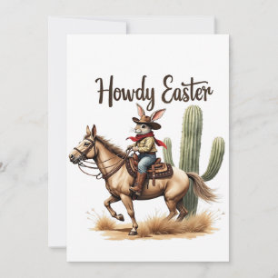 Cartes Pour Fêtes Annuelles Salut Pâques Lapin à Cheval Cowboy