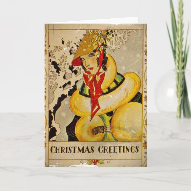 Cartes Pour Fêtes Annuelles Salutation Art déco (Devant)