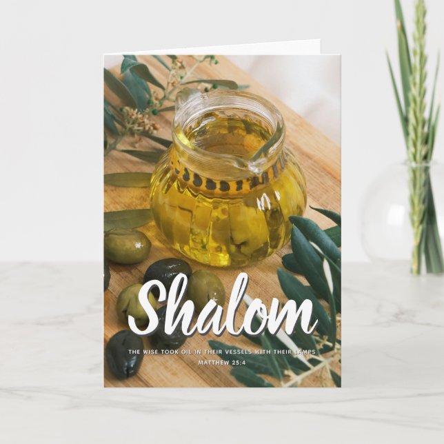 Cartes Pour Fêtes Annuelles Salutation blanche religieuse Shalom (Devant)
