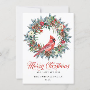 Cartes Pour Fêtes Annuelles Salutation cardinale minimaliste de la couronne de