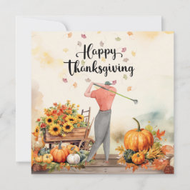 Cartes Pour Fêtes Annuelles Salutation d'automne de Thanksgiving pour Golfer