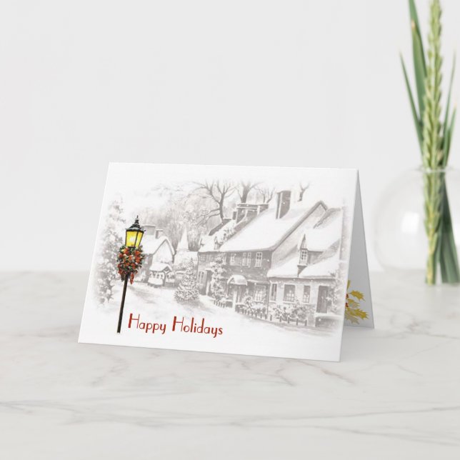 Cartes Pour Fêtes Annuelles Salutation de la ville en hiver  (Devant)