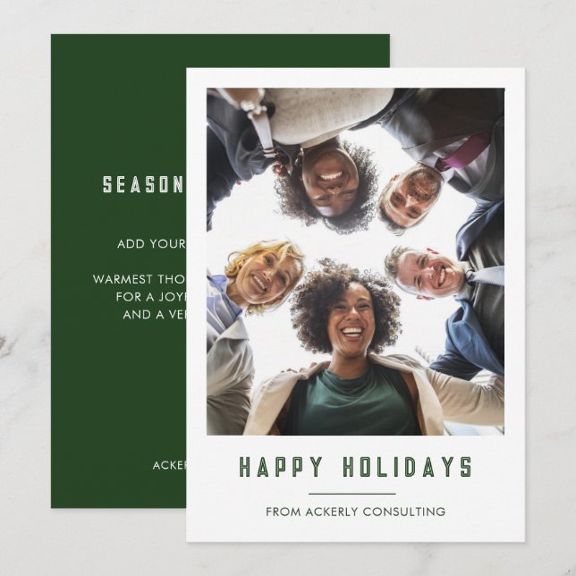 Cartes Pour Fêtes Annuelles Salutation de l'équipe d'affaires Photo Noël (Devant / Derrière)