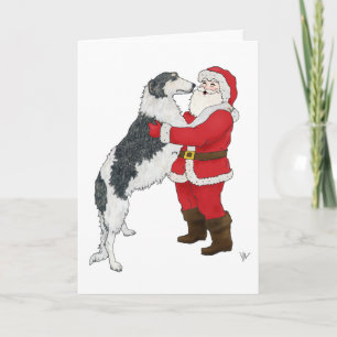 Cartes Pour Fêtes Annuelles Salutation de Noël à Borzoi