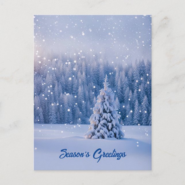 Cartes Pour Fêtes Annuelles Salutation de Noël Arbre neige (Devant)