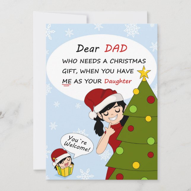 Cartes Pour Fêtes Annuelles Salutation De Noël Drôle De La Fille Méchante (Devant)