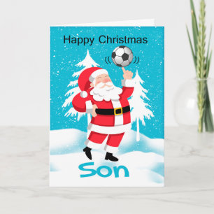 Cartes Pour Fêtes Annuelles Salutation de Noël du football/football de fils