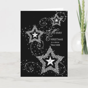 Cartes Pour Fêtes Annuelles Salutation de Noël - Enseignant - Étoiles Étincela