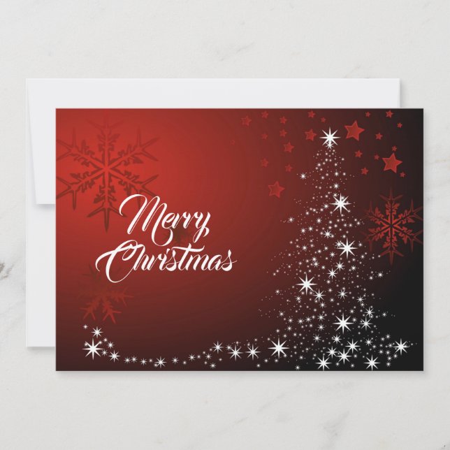 Cartes Pour Fêtes Annuelles Salutation de Noël Etoiles blanches Arbre Red Snow (Devant)