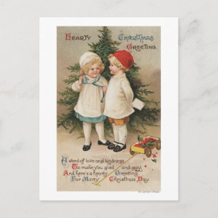 Cartes Pour Fêtes Annuelles Salutation de Noël généreuseEnfants par un arbre